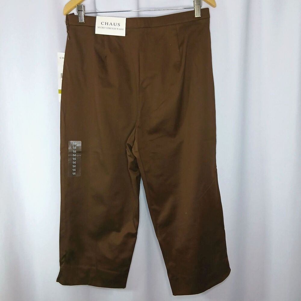 Chaus Capris Pants Secret Stretch Waist Cropped Chinos High Rise NWT Womens 14